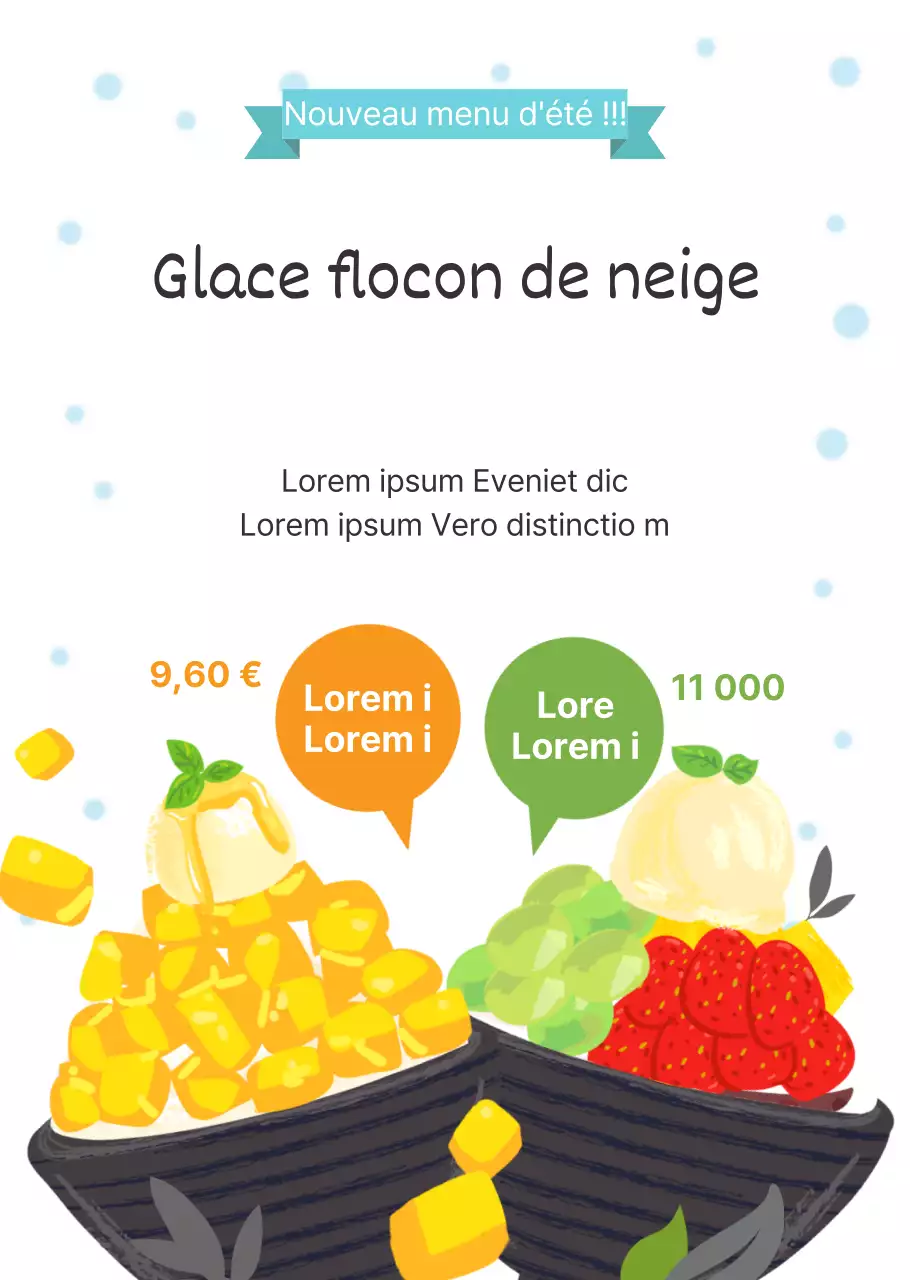 Glace rasée en flocon de neige avec une illustration de glace rasée de base