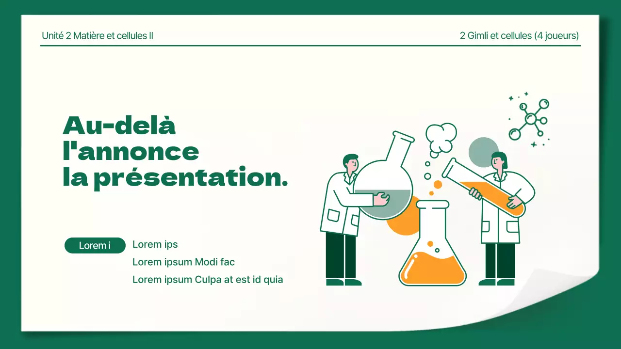 Rapports de laboratoire scientifique soignés en vert et orange