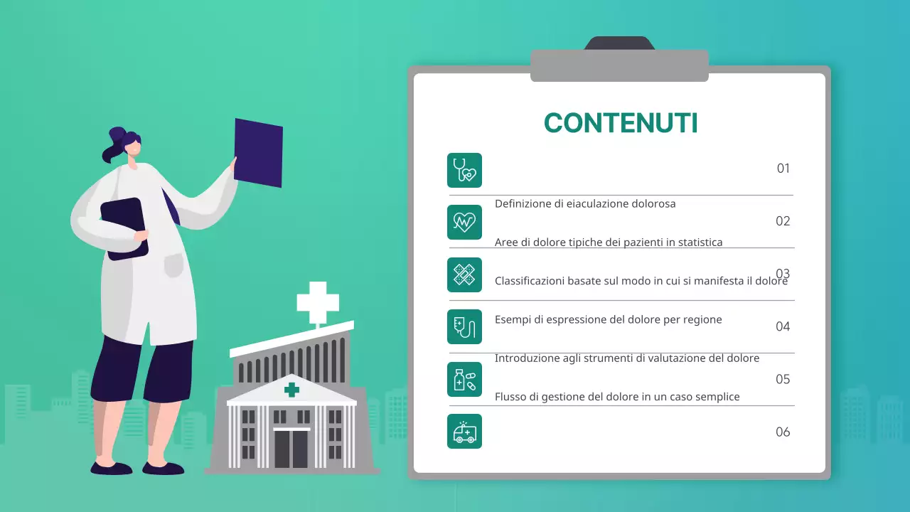 Presentazione della classe di infermieristica che evidenzia le illustrazioni verdi