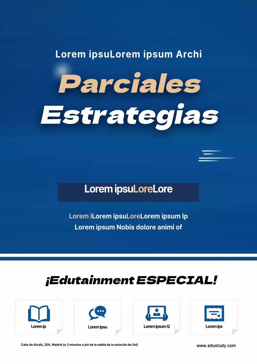 Folleto promocionando clases especiales de verano en una escuela azul