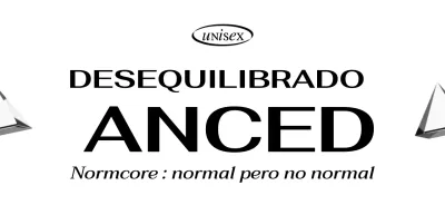 Un diseño sencillo con una foto de atrezzo de cristal en blanco y negro y el logotipo del centro comercial de moda Nomcore.