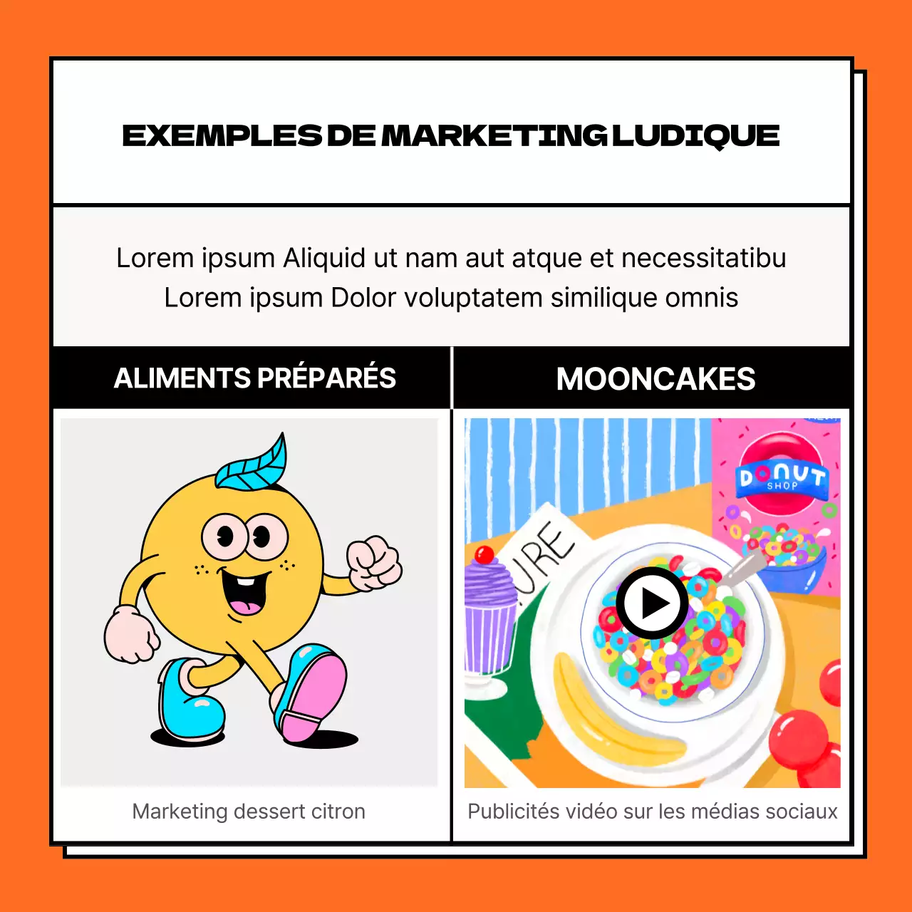 Cadre carré bleu et orange fun marketing