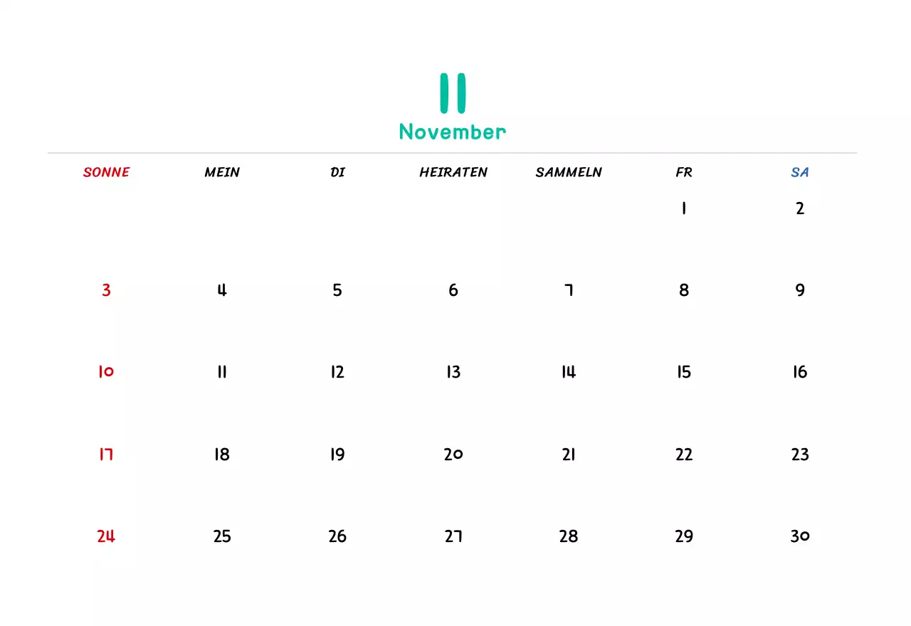 Neujahrskalender mit niedlichen Illustrationen