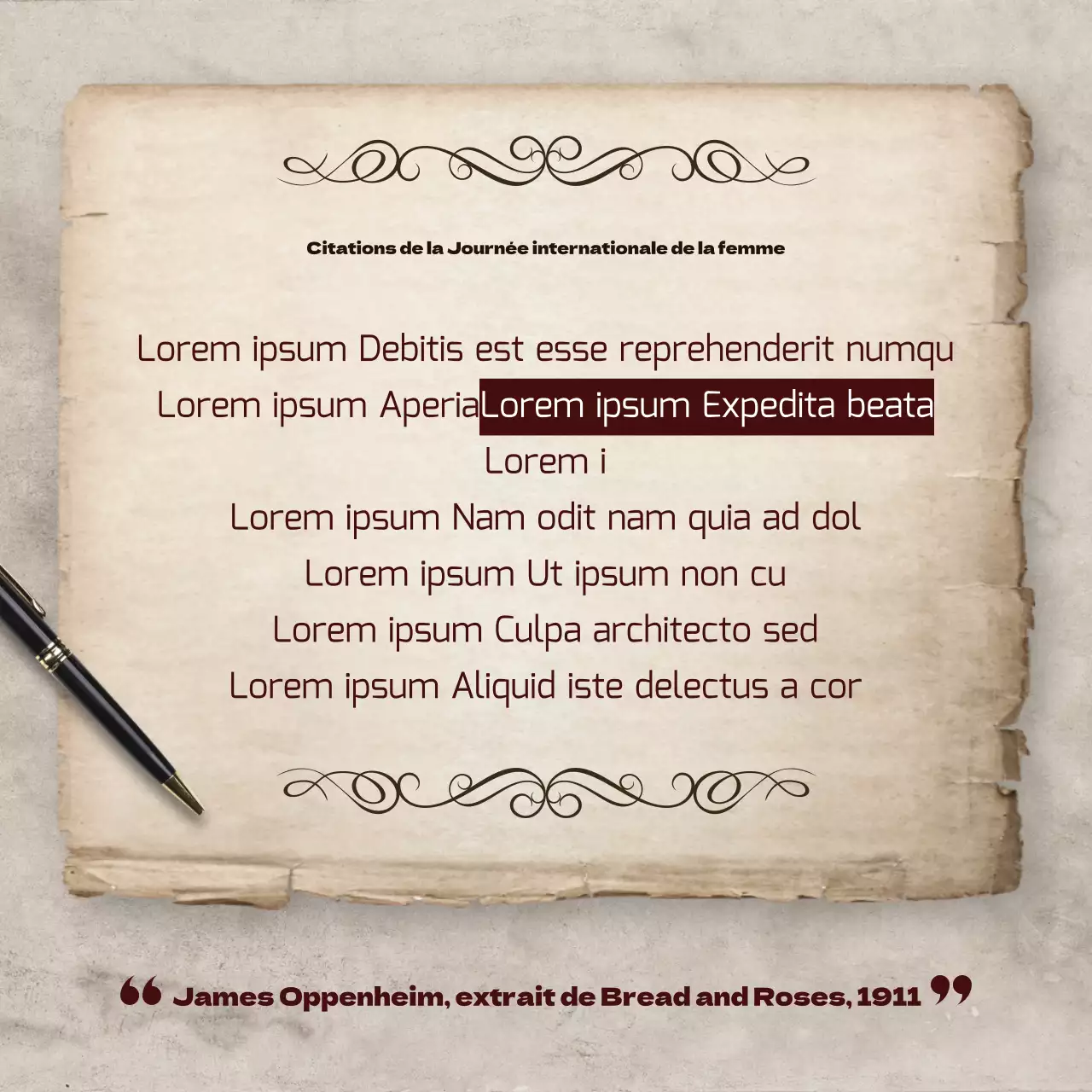 La journée internationale de la femme dans l'histoire brune Carte de presseNews