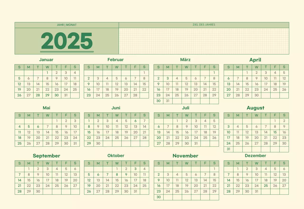 SAT D-day Notizblock Konzept Wandkalender in grün und hellgelb