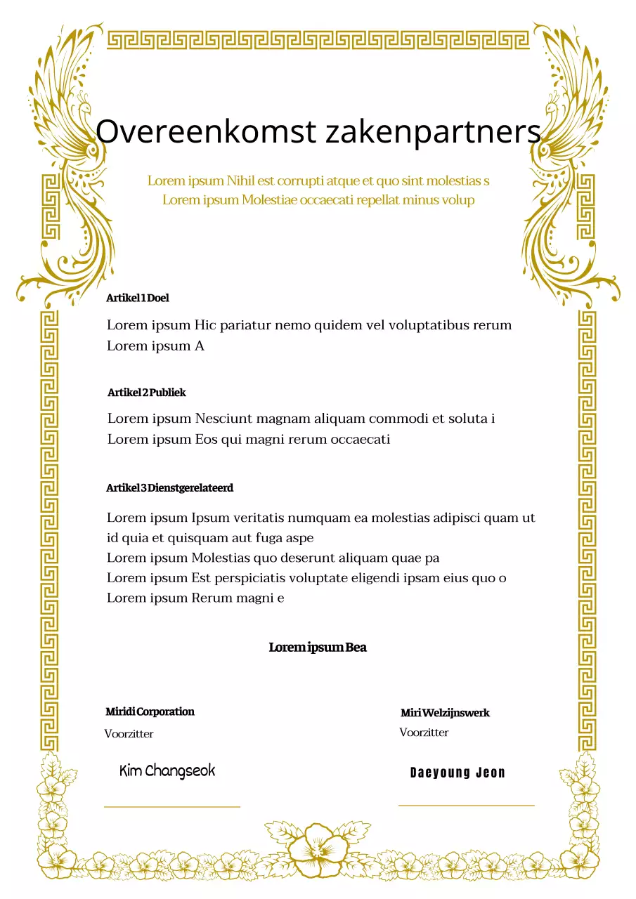 Een hoogwaardige samenwerkingsovereenkomst met een gouden feniks en een helse bloem