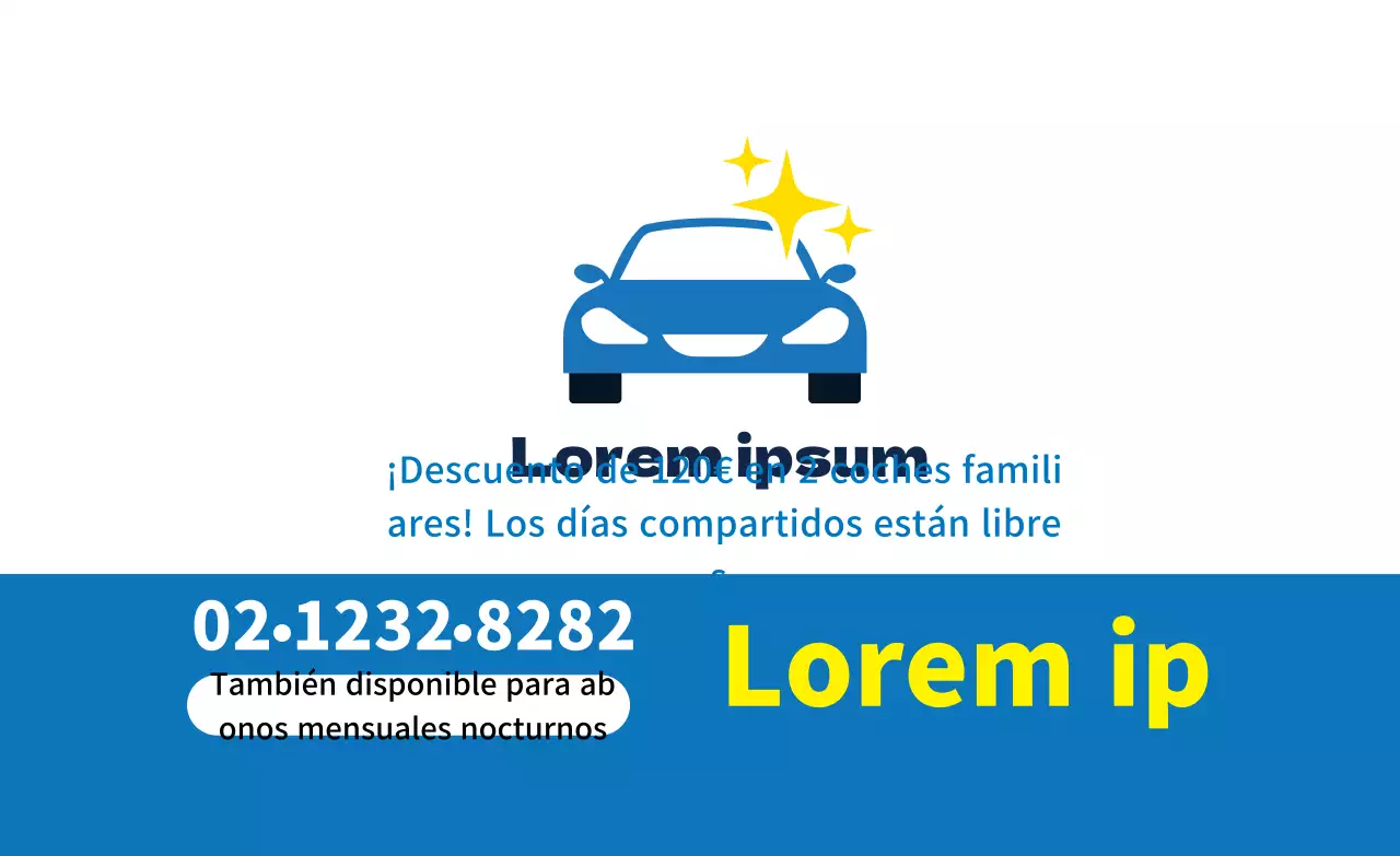 Ilustración azul etiqueta de coche de alquiler limpio