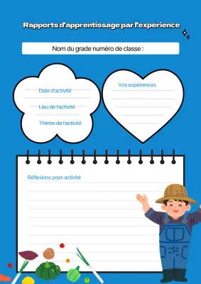Mignonne affiche bleue de rapport d'expérience rurale