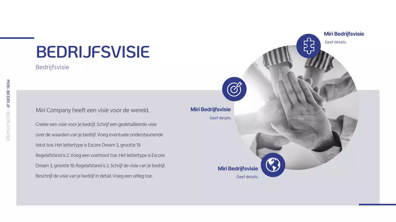 Een eenvoudig bedrijfsprofiel in marineblauw en grijs