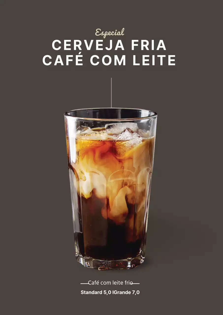 Cartaz simples de café com leite em cor de café para cafés