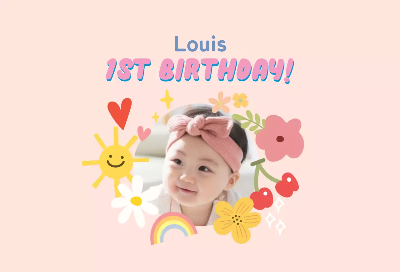 Carte postale d'anniversaire rose