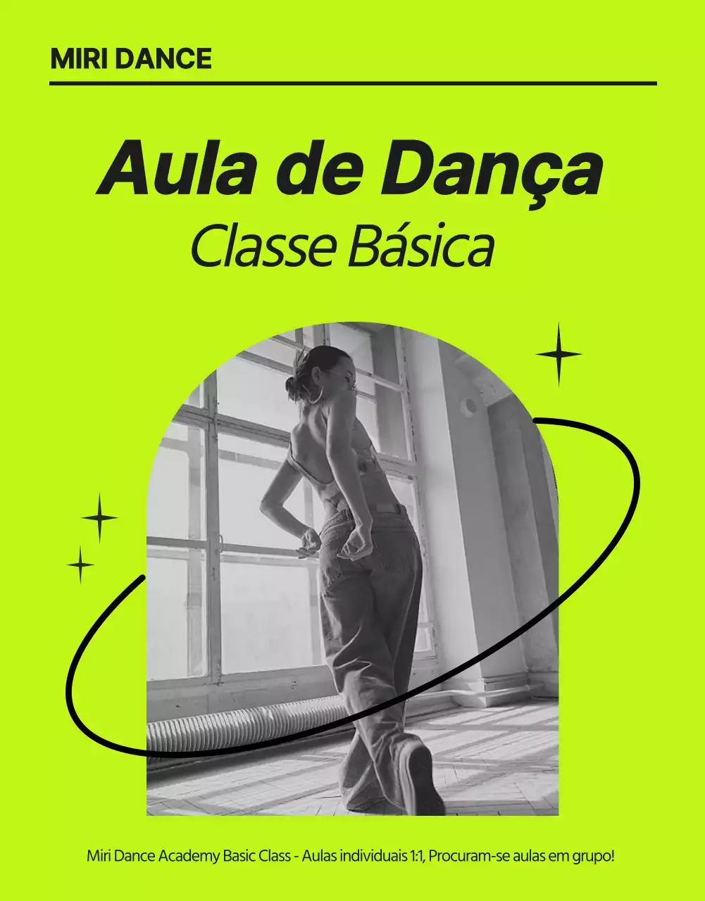 Aulas de dança na moda em néon e preto