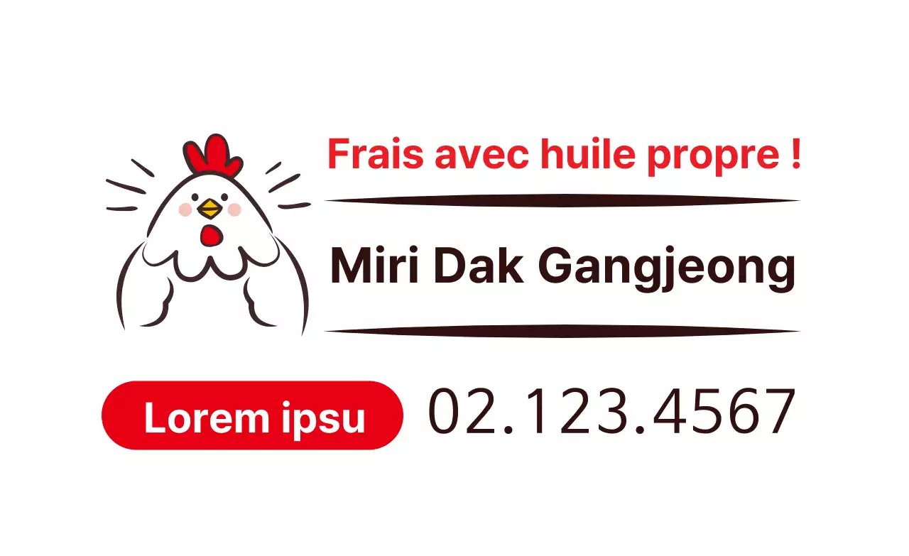 Illustration blanche faisant la promotion d'un joli restaurant Chicken Gangjeong
