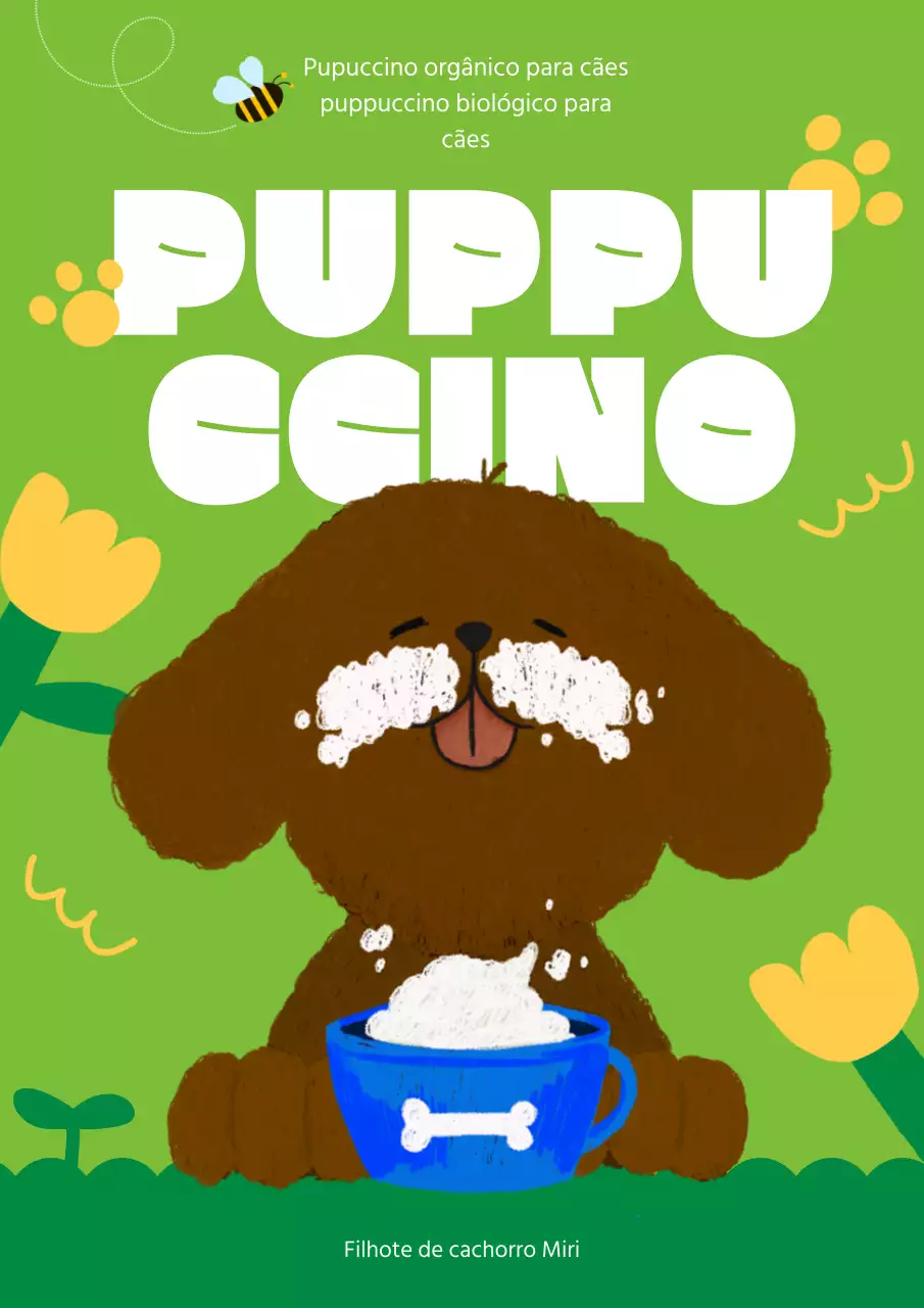 Cartaz de café puffuccino verde-limão