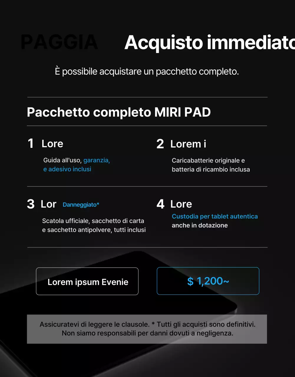 Black Blue Point Pagina di annunci semplice e di classe (pagina di dettaglio)