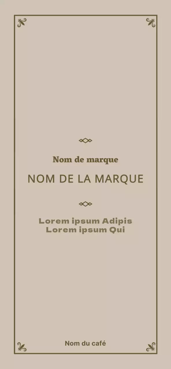 Un cadre luxueux en marron clair et marron pour promouvoir le menu d'un café au concept simple.