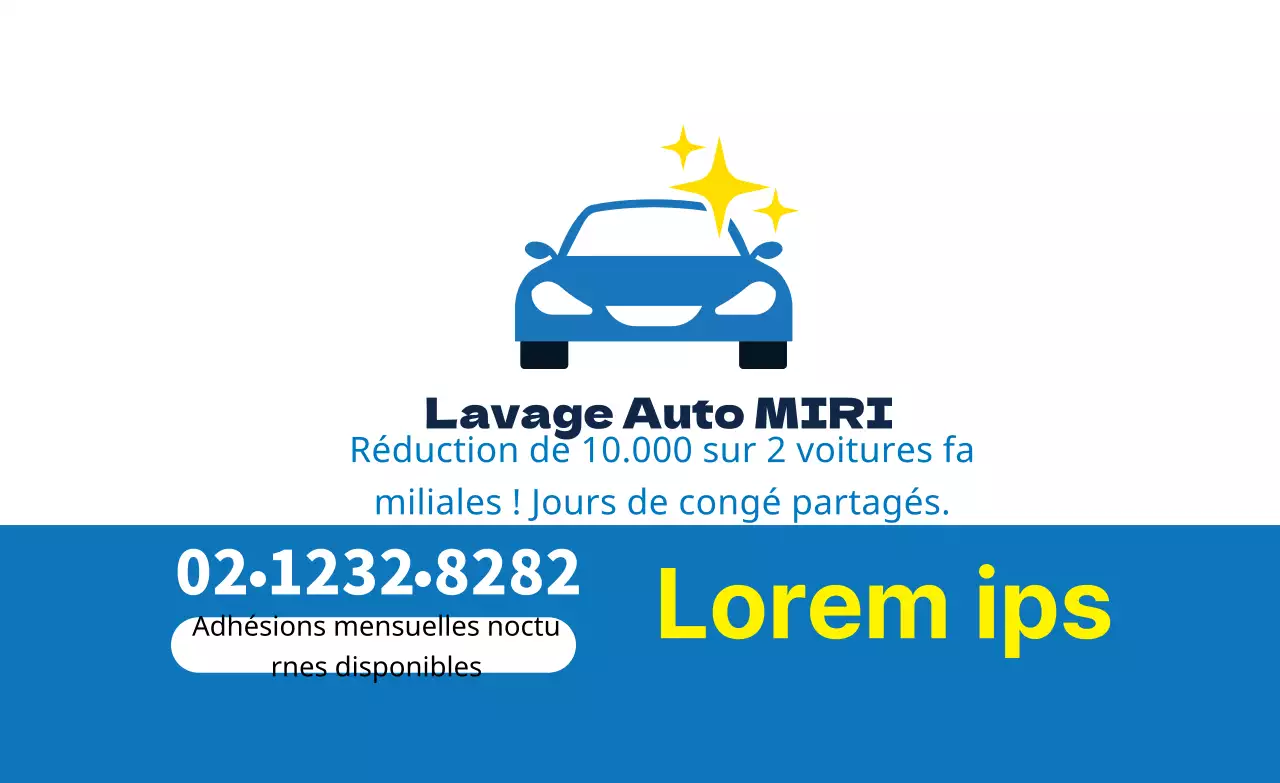 Illustration bleue étiquette propre de voiture de location