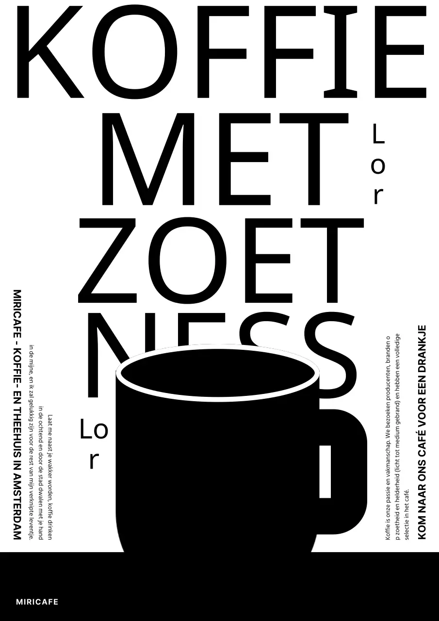 Zwart-wit café affiche