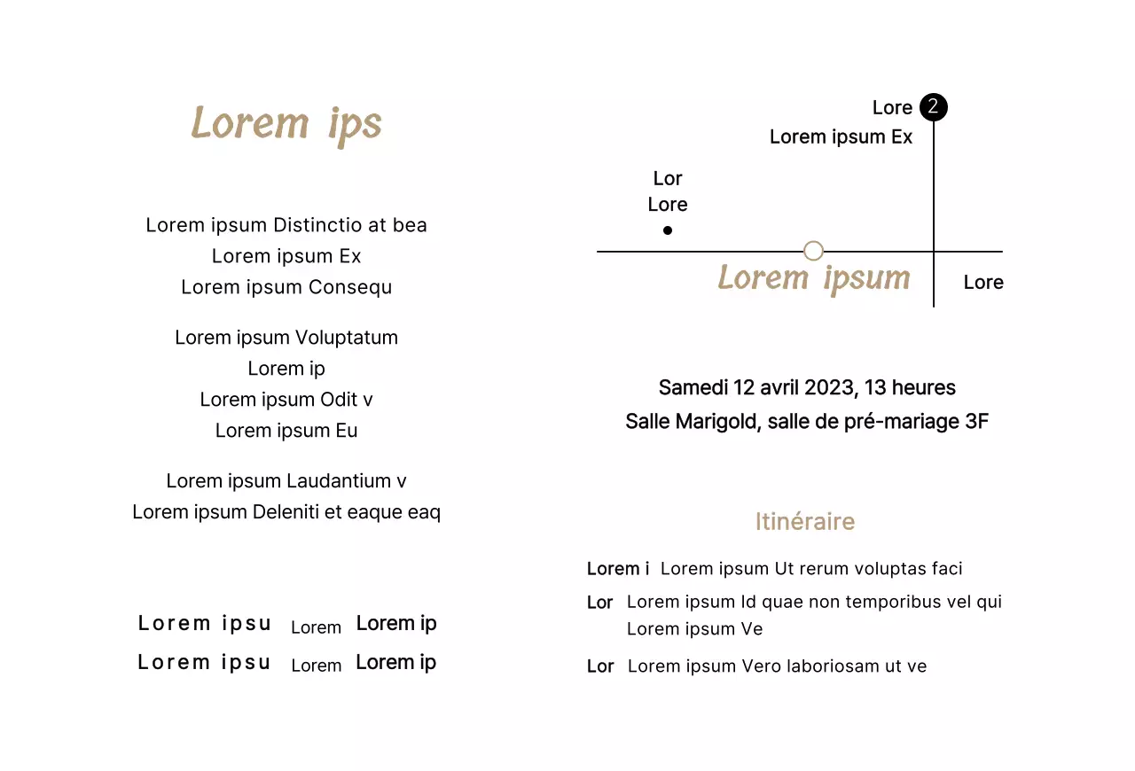 Invitation de mariage simple avec cadre en quart de cercle en beige et noir