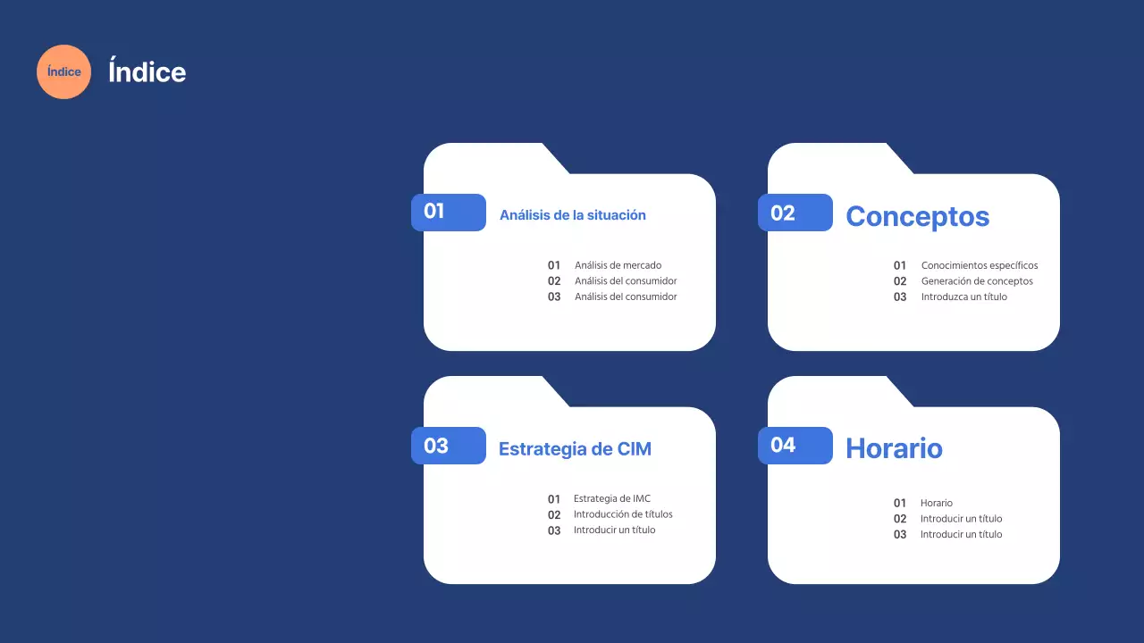 Una presentación limpia y en tonos azules para un concurso publicitario