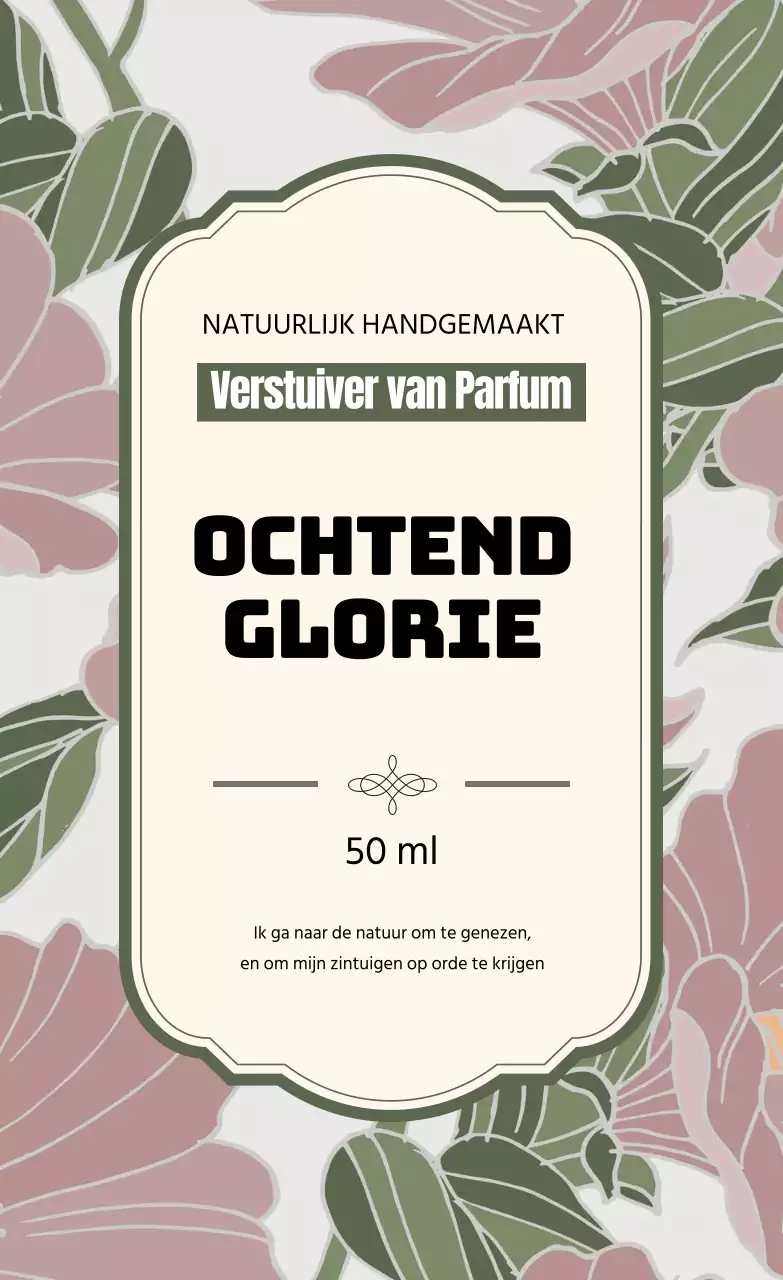 Vintage parfumlabel met groene illustratie