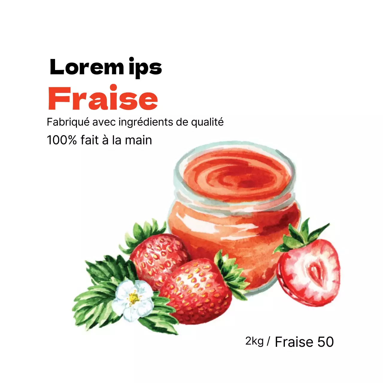 Étiquettes de confiture de fraises maison