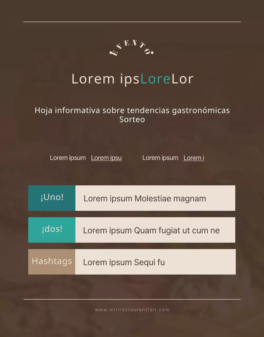 Una limpia feria de alimentos de color marrón y turquesa