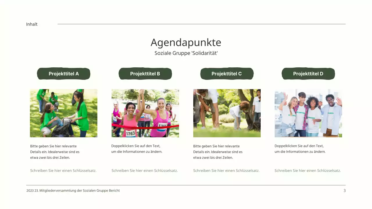 Sauberer HV-Ergebnisbericht mit hübschen grünen Illustrationen