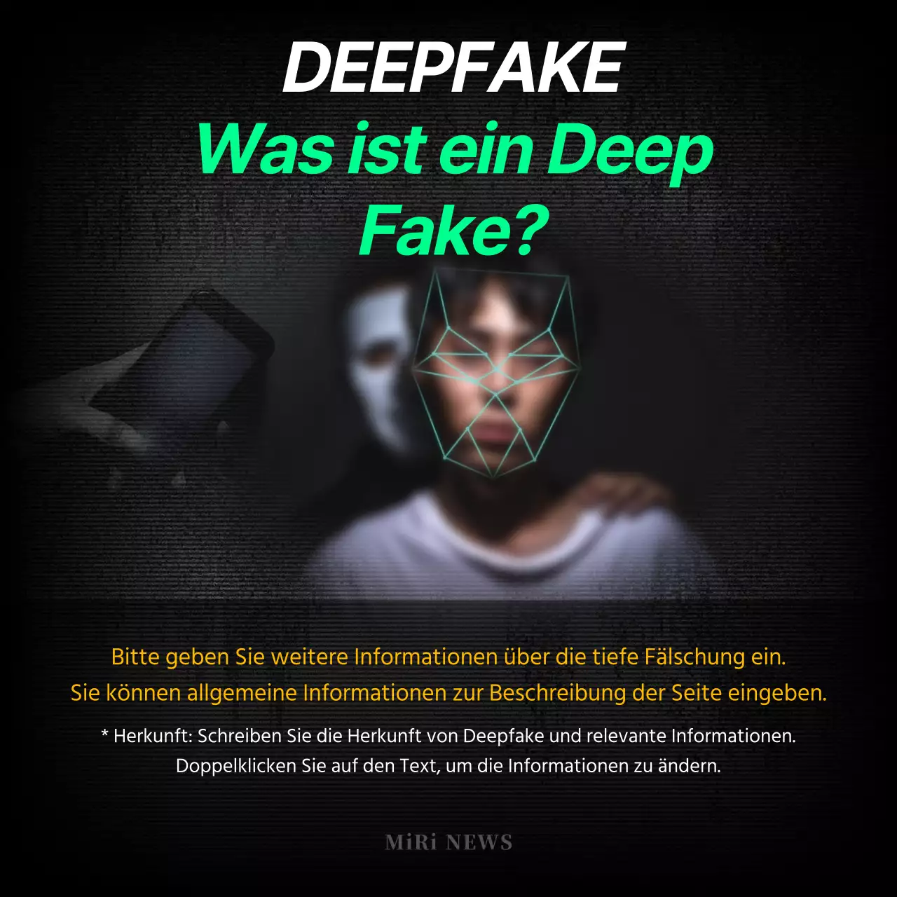 Deepfake-Kriminalität in schwarz-weiß CardNews