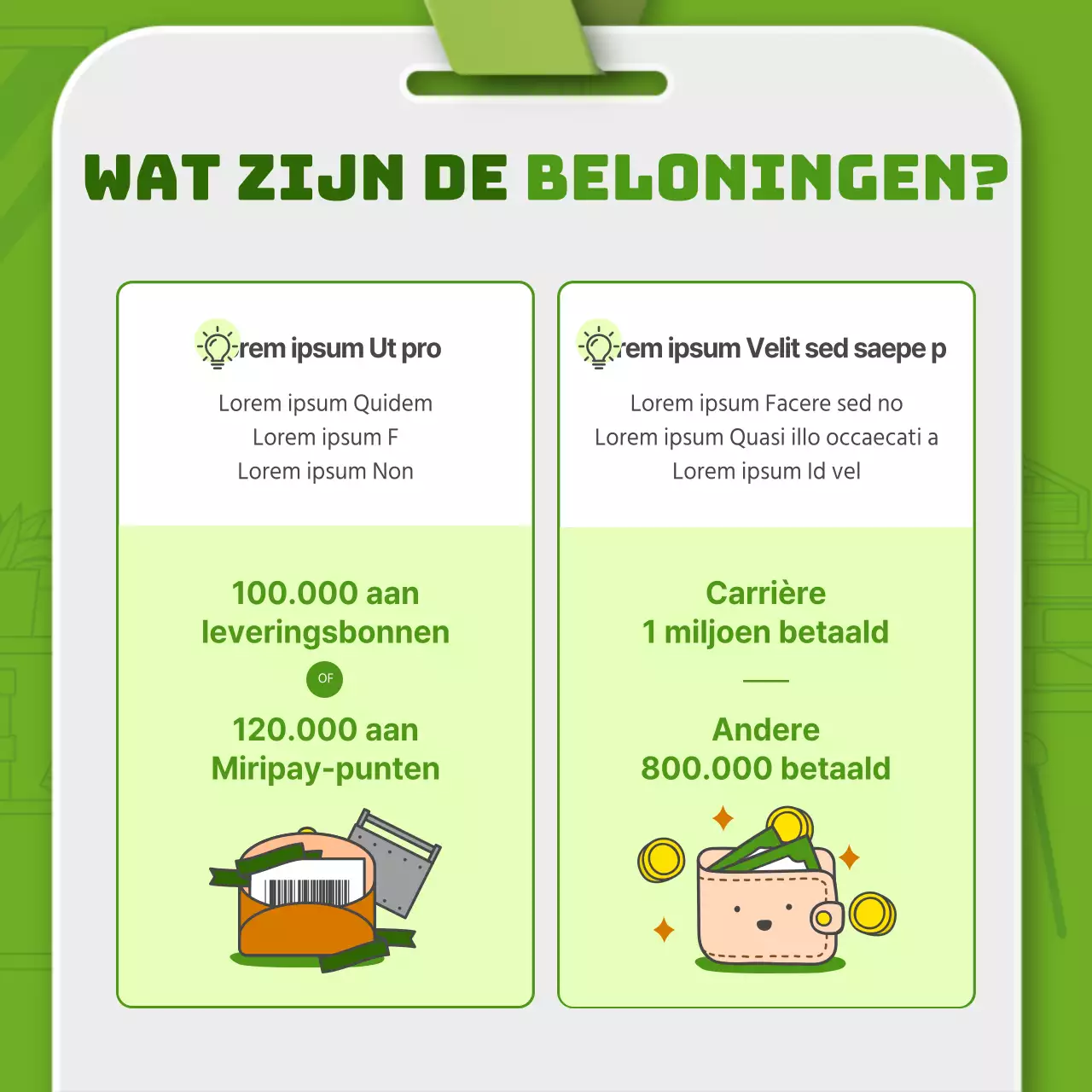 Groene eenvoudige lijn illustratie en 3D werknemerskaart combinatie thema voor het introduceren van interne verwijzingssysteem