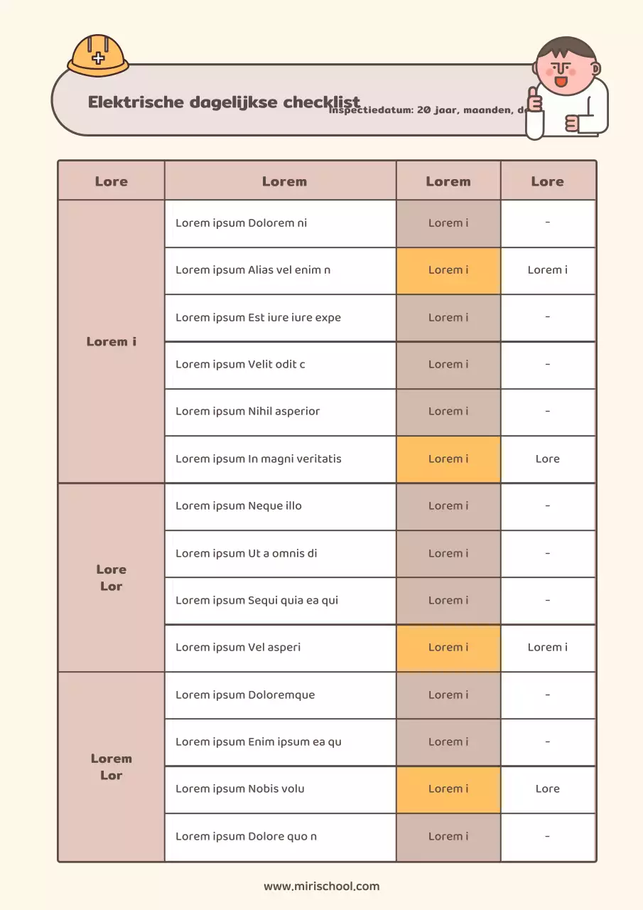 Schattige bruine illustratie concept elektrische checklist