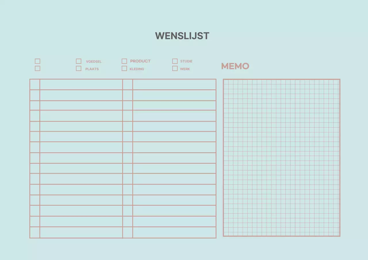 Mint Lines Eenvoudige Verlanglijst