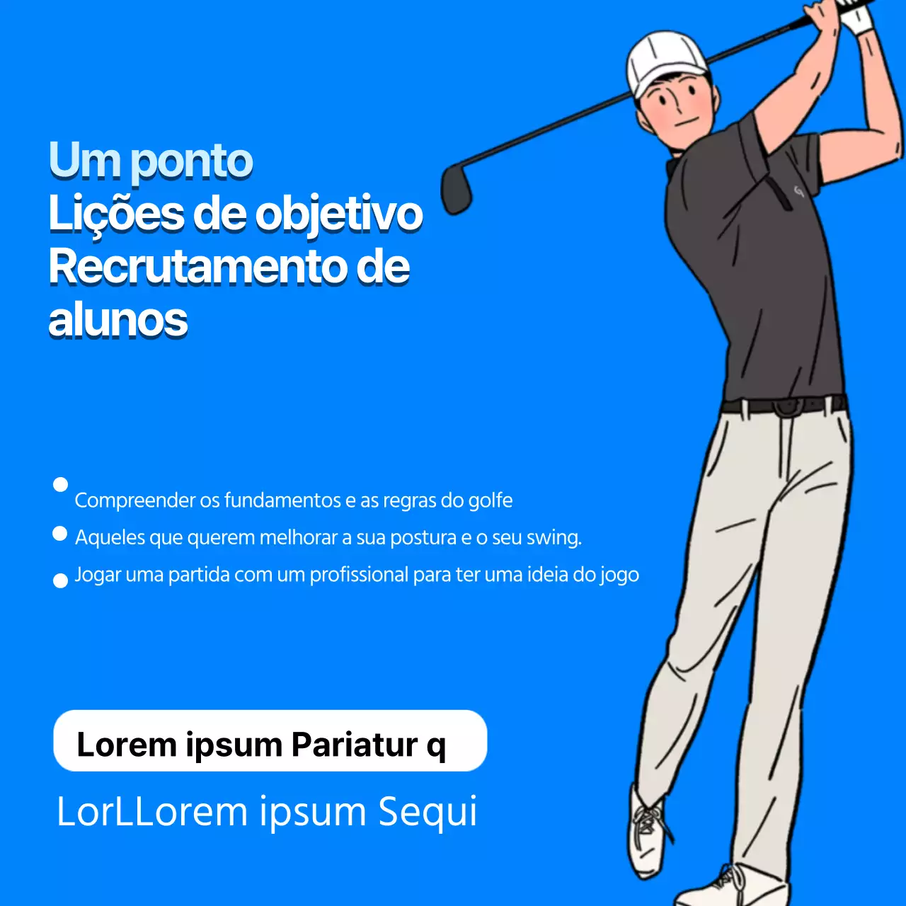 Azul ilustração limpa lição de golfe recrutamento