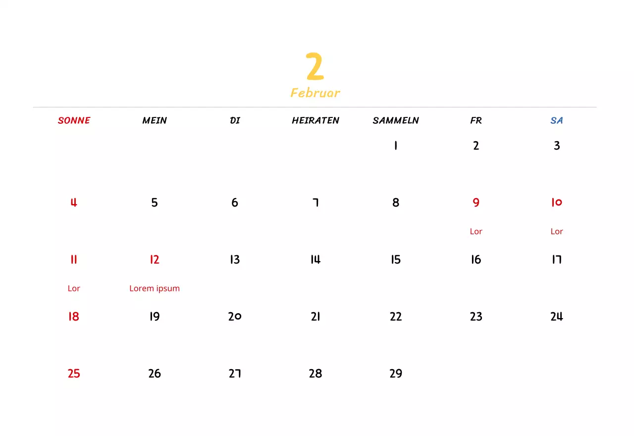 Neujahrskalender mit niedlichen Illustrationen