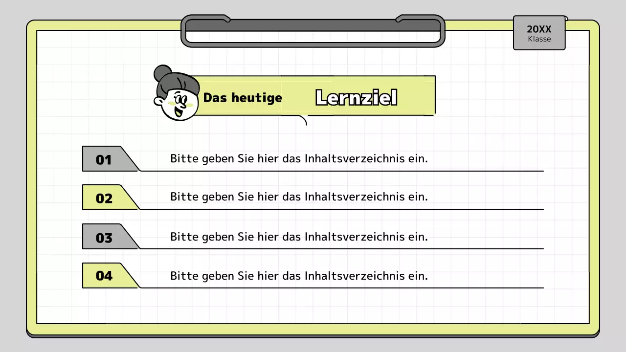 Klemmbrett Konzept pädagogische Präsentation Kit in Kalk und weiß