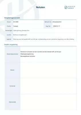 Eenvoudige zakelijke notulen
