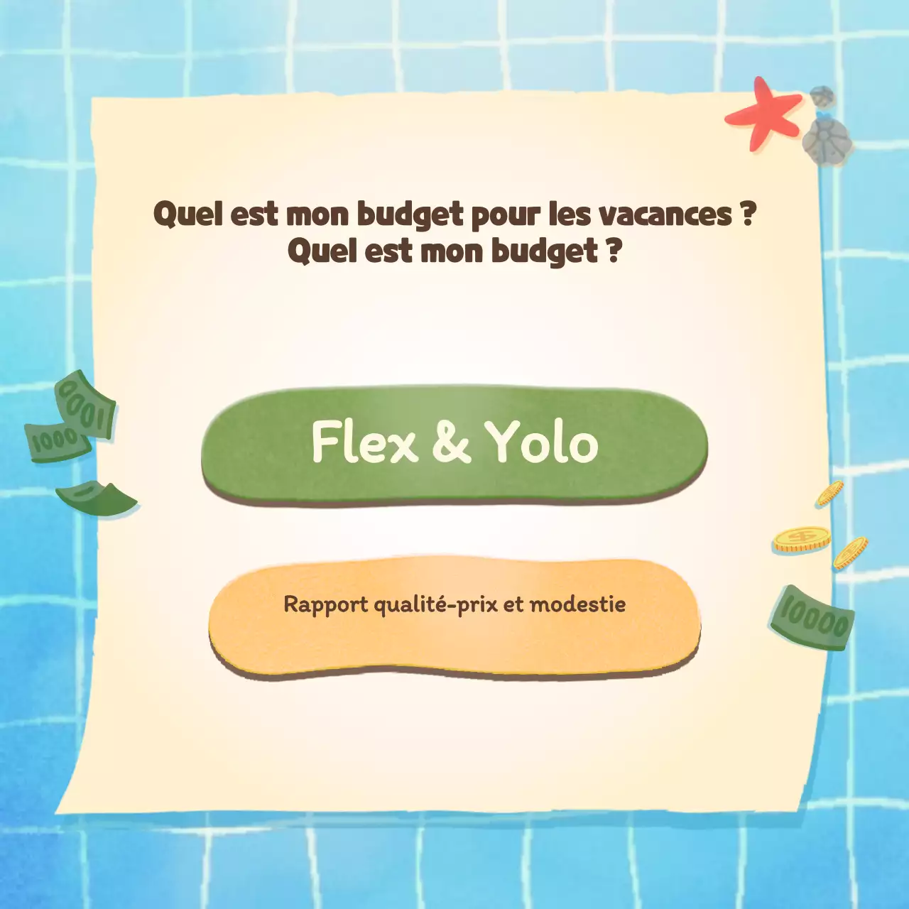 Test psychologique de type vacances avec un joli concept de piscine bleue