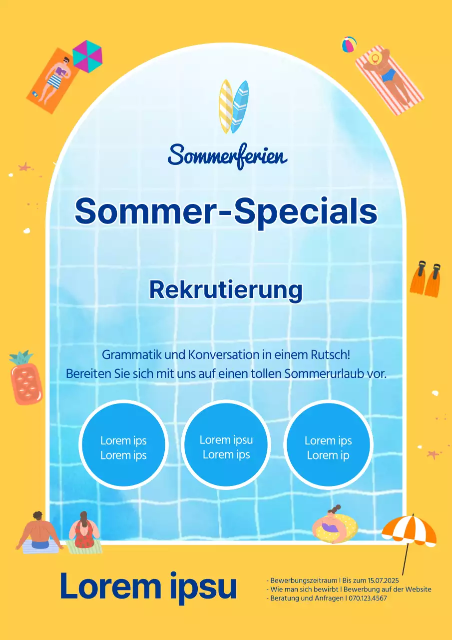 Gelbes und blaues Rekrutierungsplakat für die folgenden Klassen