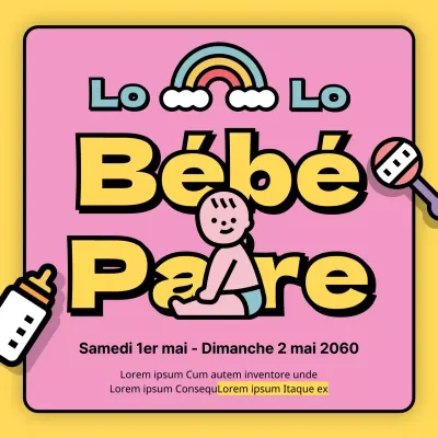 Promouvoir la foire aux bébés dans un style mignon de rose et de jaune
