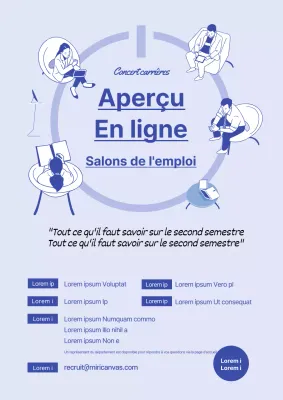 Flyer promotionnel de séminaire de recrutement en ligne, simple et bleu, destiné aux entreprises