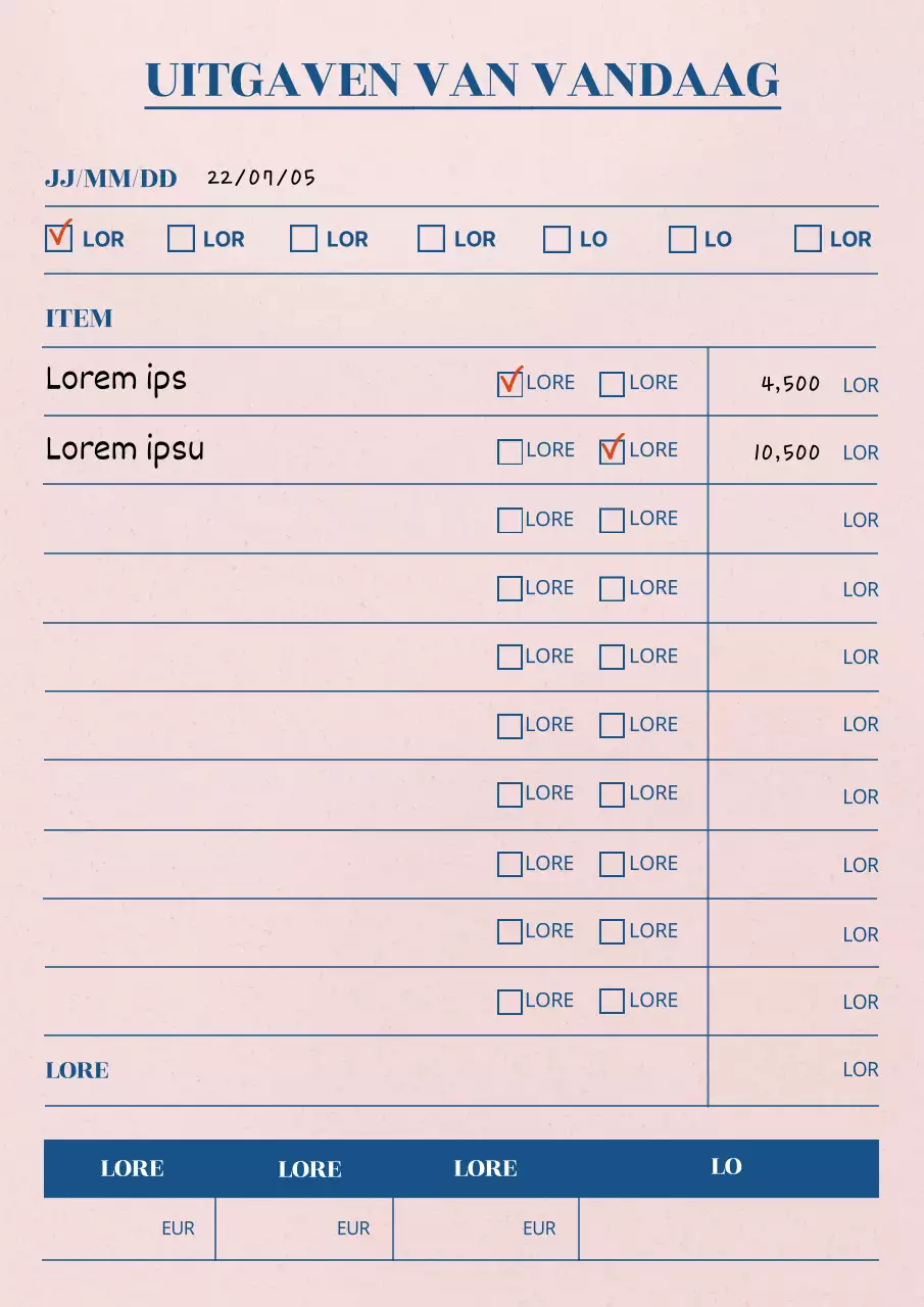 De uitgavengeschiedenis en het portemonnee van vandaag in lichtroze