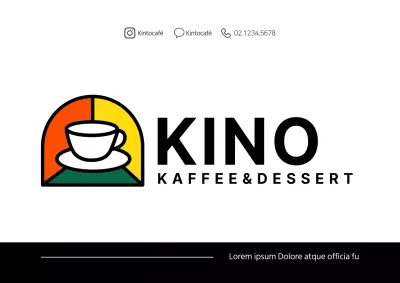 Werbe-Café Logo Beschilderung mit bunten Kaffee Illustration Konzept
