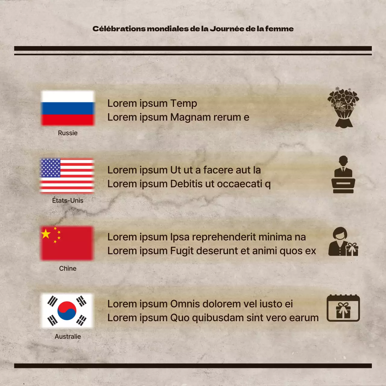 La journée internationale de la femme dans l'histoire brune Carte de presseNews