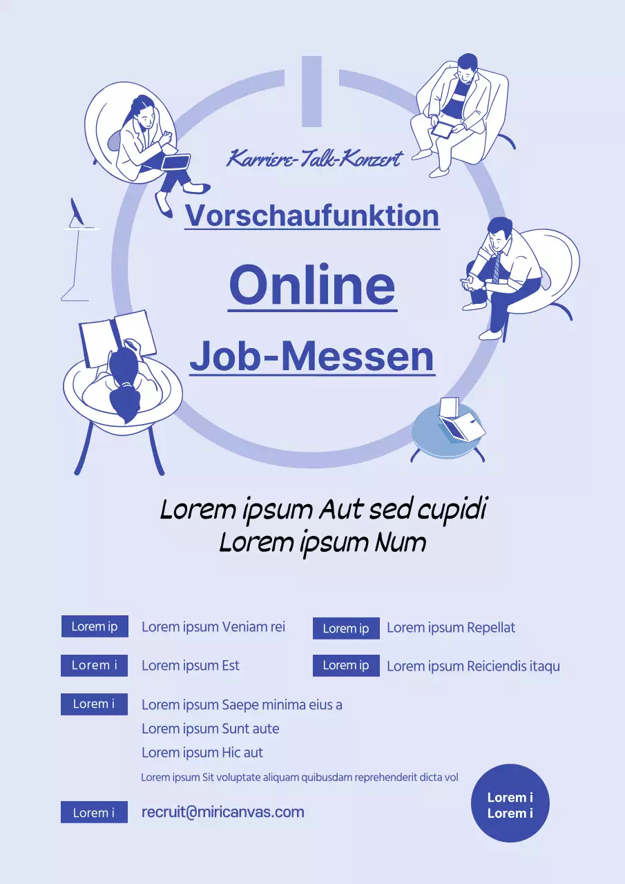 Einfacher blauer Werbeflyer für ein Online-Rekrutierungsseminar für Unternehmen