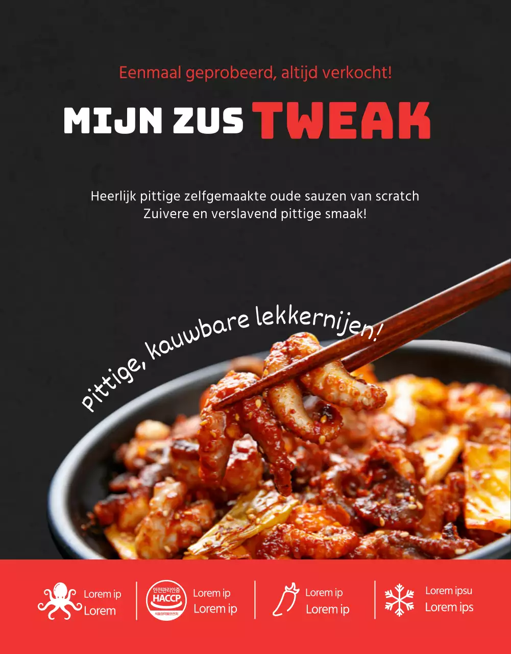 Een eenvoudig overzicht van diepvriesproducten in zwart en roodEventpromotie