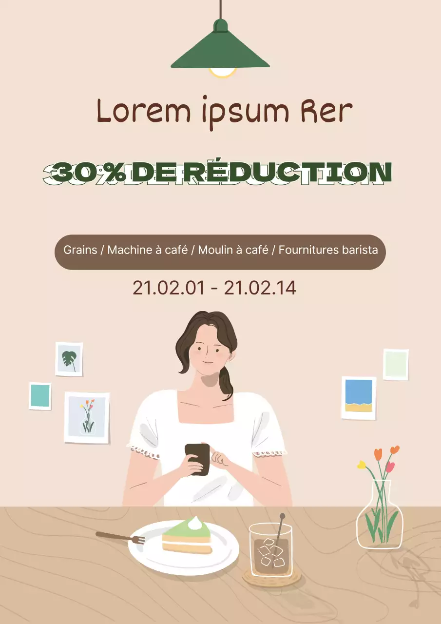 vert beige illustration intérieur moderne maison café événement promotion