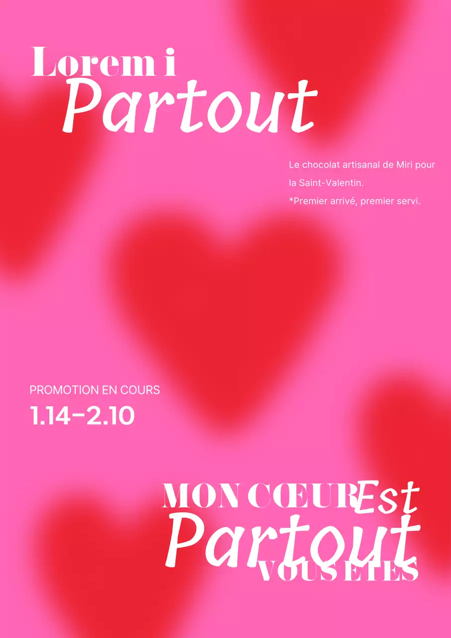 Affiche de la Saint-Valentin avec motifs de cœurs rouges et roses