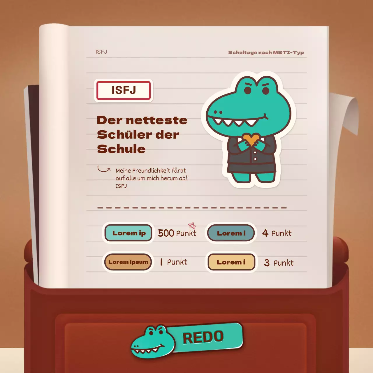 Testen von braunen und grünen Retro-Schulranzen-Konzeptmodellen