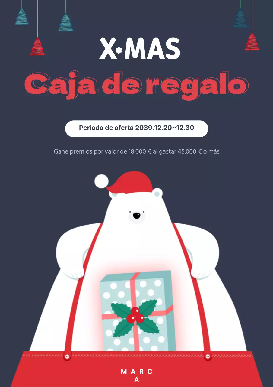 Promocione eventos navideños con un personaje de oso polar azul marino