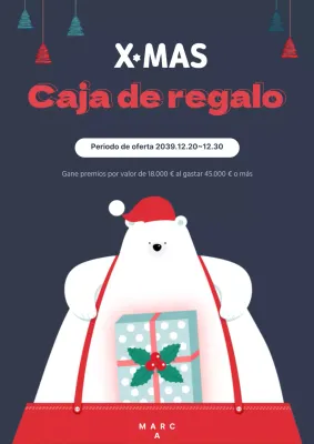 Promocione eventos navideños con un personaje de oso polar azul marino